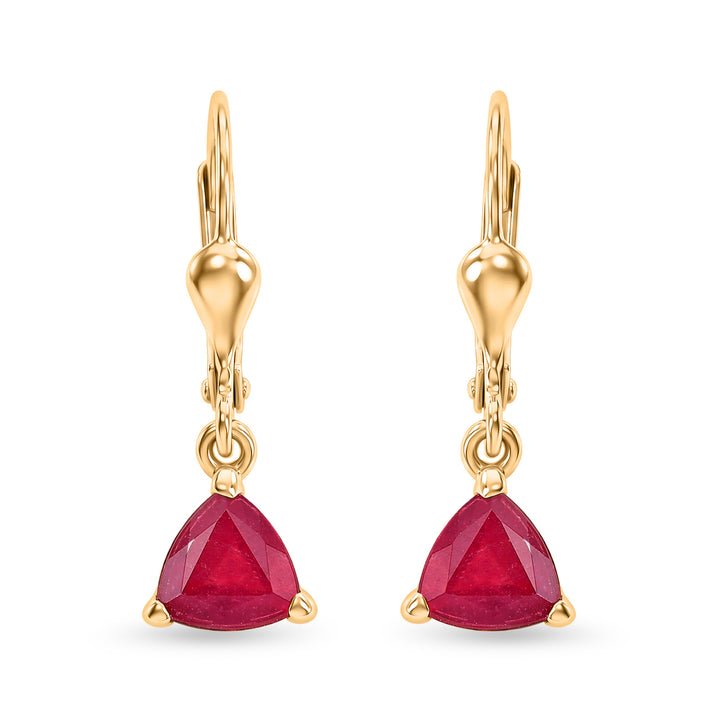 Royal Bali Collection - D'Joy African Ruby Drop Earring with Lever Back in 18K Vermeil Yellow Gold Plated Sterling Silver 2.32 Ct. 8557346 1