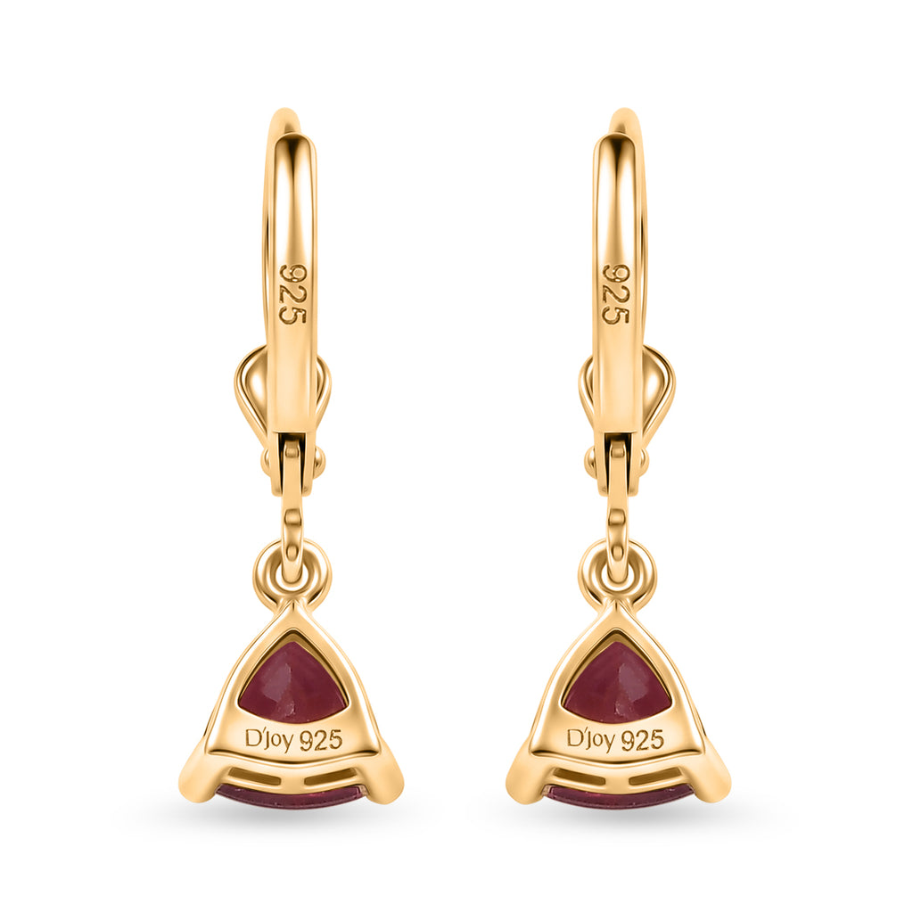 Royal Bali Collection - D'Joy African Ruby Drop Earring with Lever Back in 18K Vermeil Yellow Gold Plated Sterling Silver 2.32 Ct._8557346_3