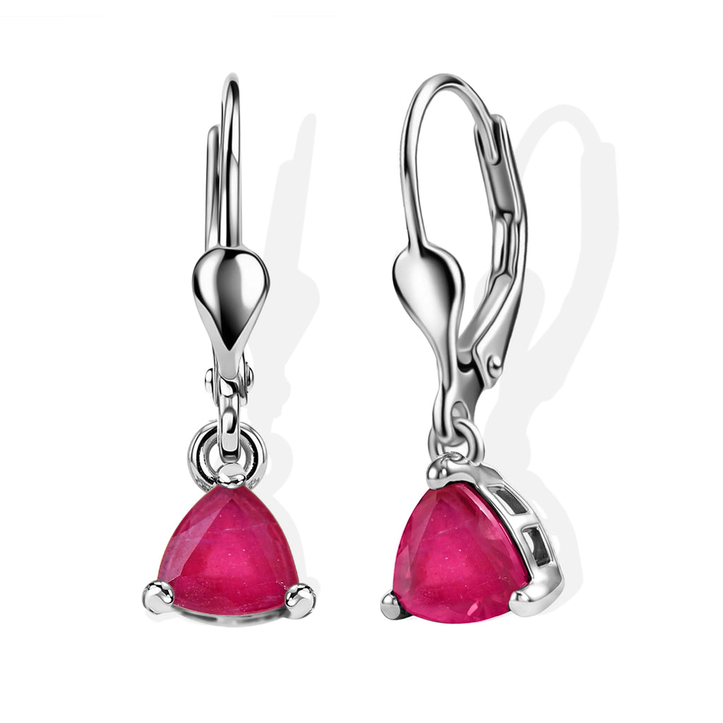 Royal Bali Collection - D'Joy African Ruby Cluster Earring with Lever Back in Rhodium Overlay Sterling Silver 2.37 Ct._8557347