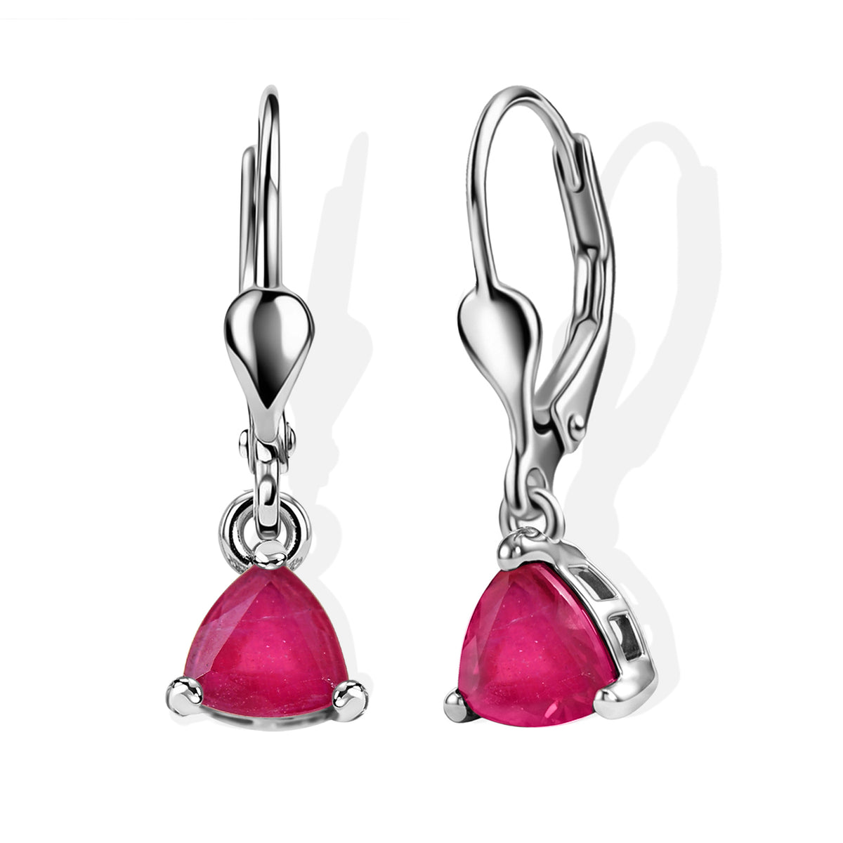 D'Joy African Ruby Solitaire Earrings with Lever Back in Rhodium Overlay Sterling Silver 2.37 Ct. 8557347 0