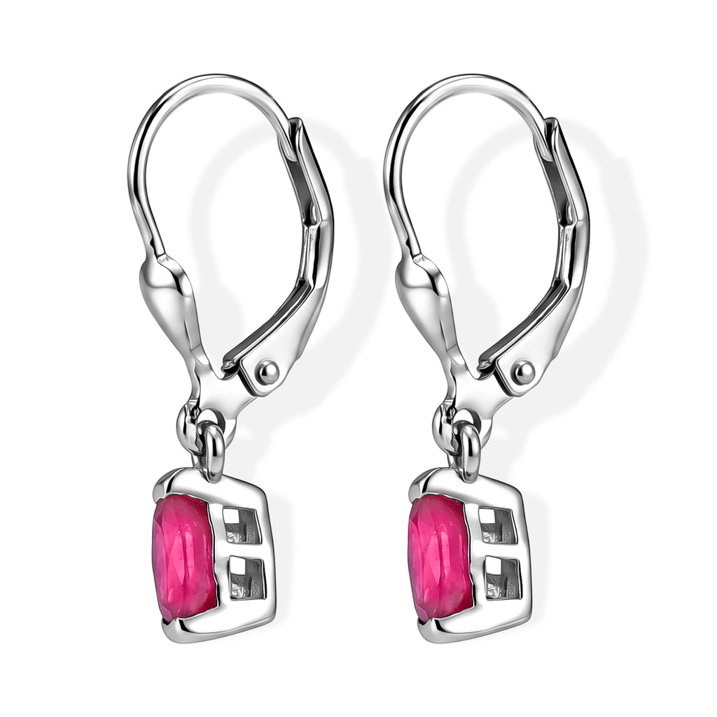 Royal Bali Collection - D'Joy African Ruby Cluster Earring with Lever Back in Rhodium Overlay Sterling Silver 2.37 Ct._8557347_3