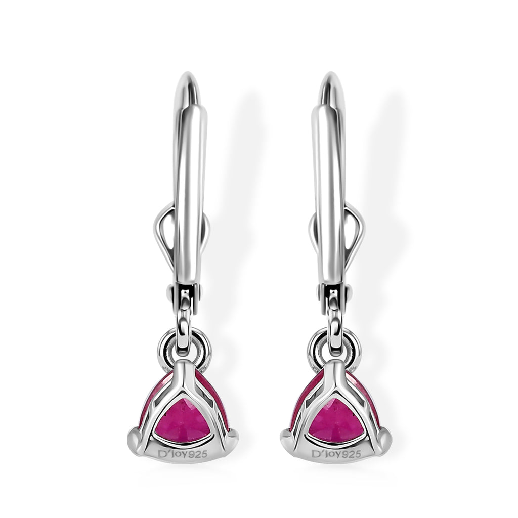 Royal Bali Collection - D'Joy African Ruby Cluster Earring with Lever Back in Rhodium Overlay Sterling Silver 2.37 Ct._8557347_4