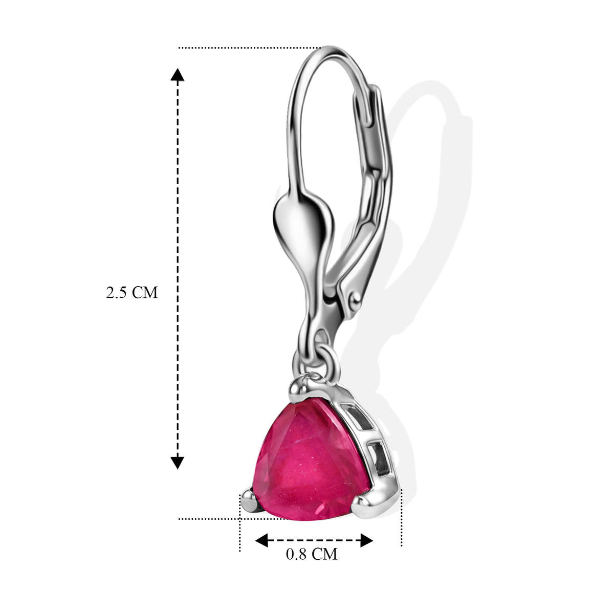 D'Joy African Ruby Solitaire Earrings with Lever Back in Rhodium Overlay Sterling Silver 2.37 Ct. 8557347 4
