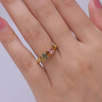 D'Joy - Multi-Tourmaline 5 Stone Ring in Yellow Gold Plated Sterling Silver 1.13 Ct._8557628_1