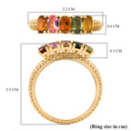 D'Joy - Multi-Tourmaline 5 Stone Ring in Yellow Gold Plated Sterling Silver 1.13 Ct._8557632_5