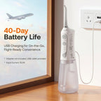 Bitvae C6 Water Flosser - White Cordless Portable Oral Irrigator - Premium 3 Modes 15 Intensity Levels Dental Flosser with 300ML Detachable Tank IPX7 Waterproof_8557788_3