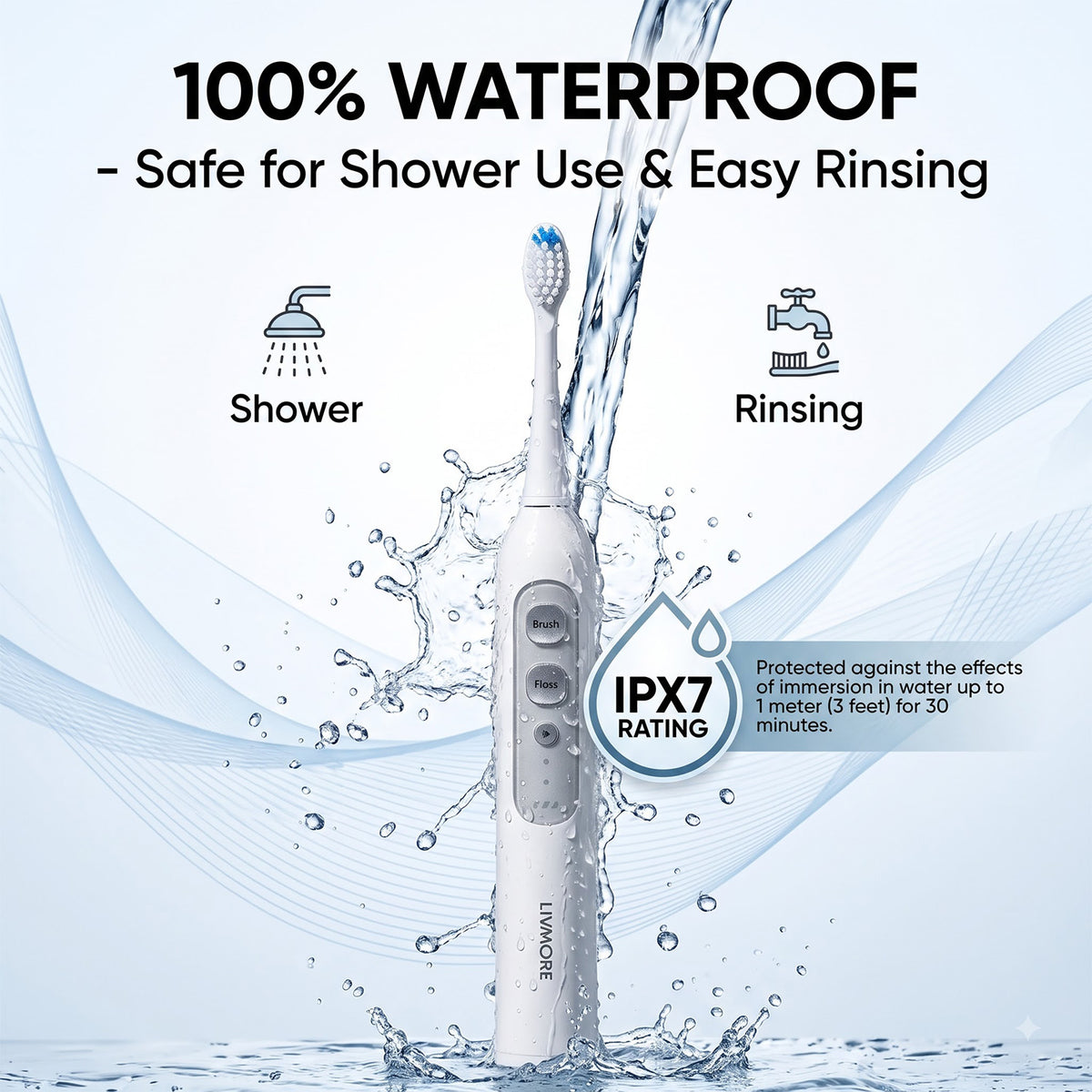 New 2-in-1 Sonic Electric Toothbrush with Water Flosser (IPX7 Waterproof, 42000-47000 Strokes/Min) 8557841 4