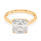 9K Yellow Gold GRA Certified VVS1/D Moissanite Asscher Cut Solitaire Ring 4.00 Ct._8559228