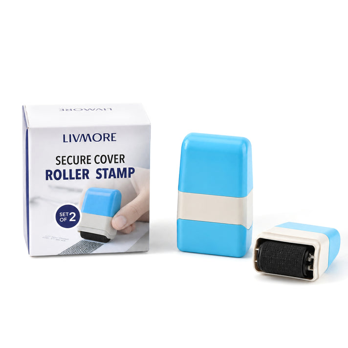 Livmore Set of 2 ID Secure Cover Roller Stamps with Ink - Blue 8559294 1