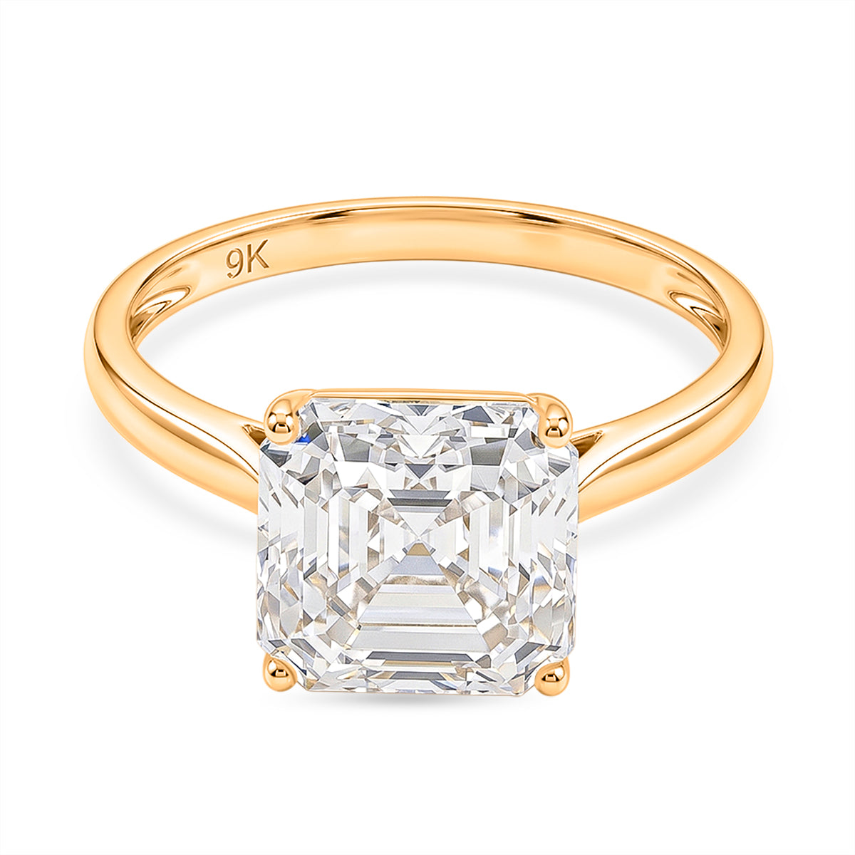 9K Yellow Gold GRA Certified VVS1/D Moissanite Asscher Cut Solitaire Ring 4.00 Ct. V32512906 0