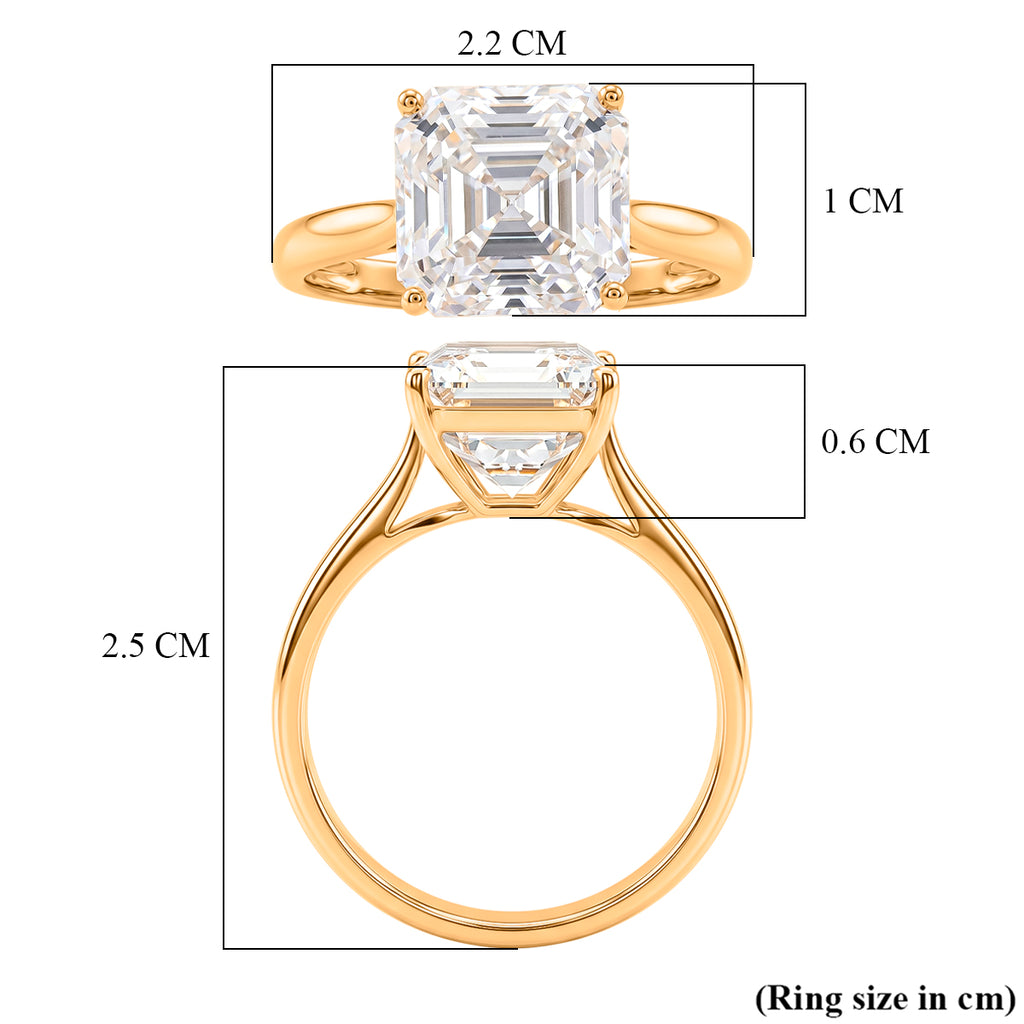 9K Yellow Gold GRA Certified VVS1/D Moissanite Asscher Cut Solitaire Ring 4.00 Ct._8559390_5
