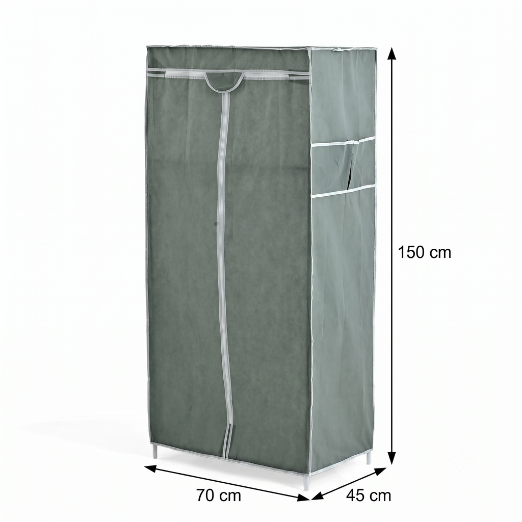 LIVMORE Portable Fabric Wardrobe Storage Organizer (70 x 45 x 150 cm) - Sage_8559765_7