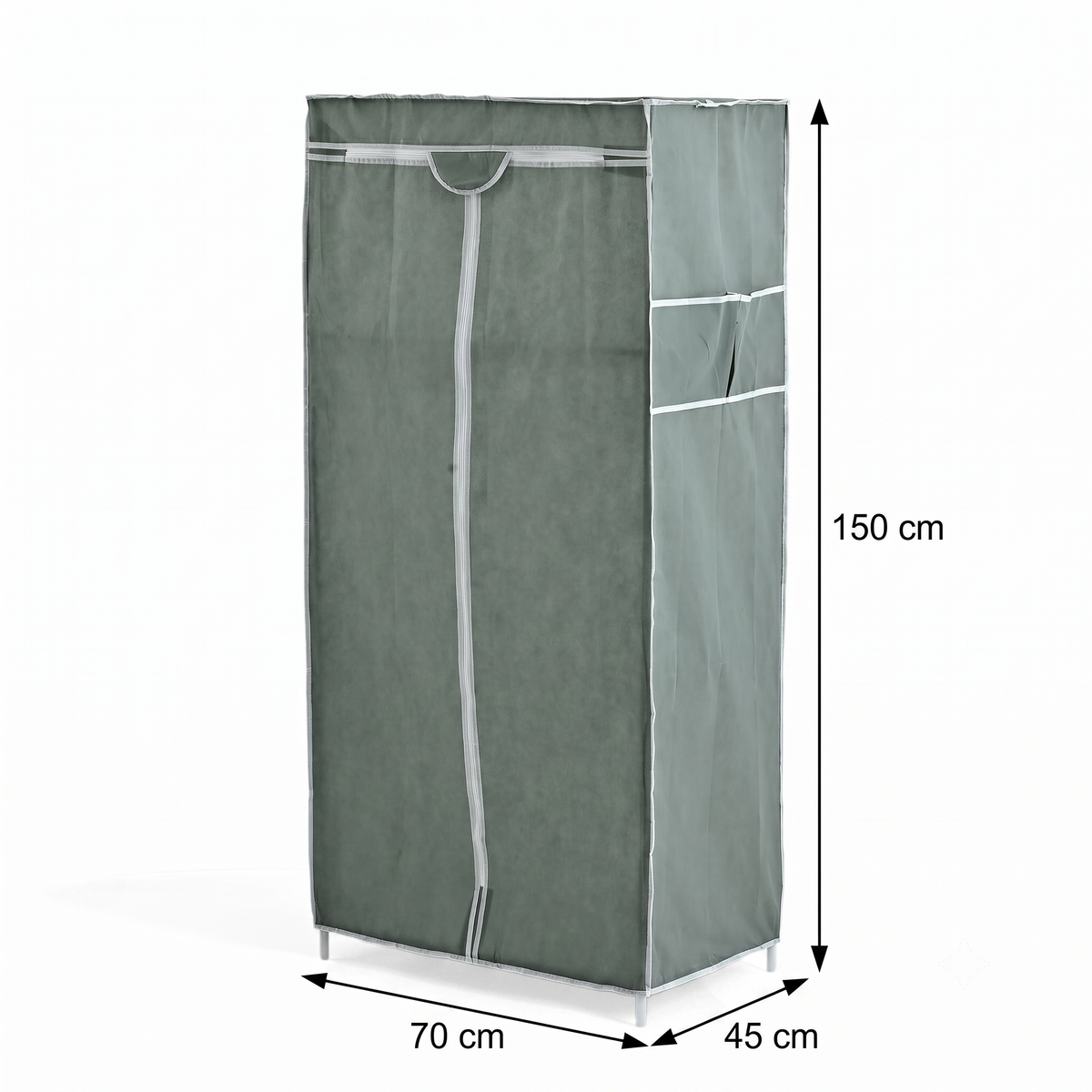 LIVMORE Portable Fabric Wardrobe Storage Organizer (70 x 45 x 150 cm) - Sage V32565268 5