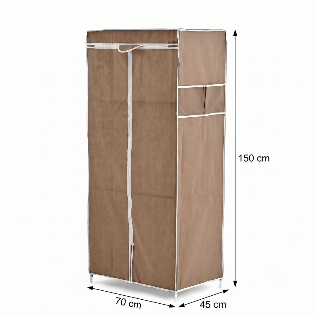 LIVMORE Portable Fabric Wardrobe Storage Organizer (70 x 45 x 150 cm) - Coffee_8559766_7
