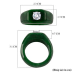 D'Joy - Moissanite & Green Jade Solitaire Band Ring in Rhodium Overlay Sterling Silver 28.76 Ct._8560298_5