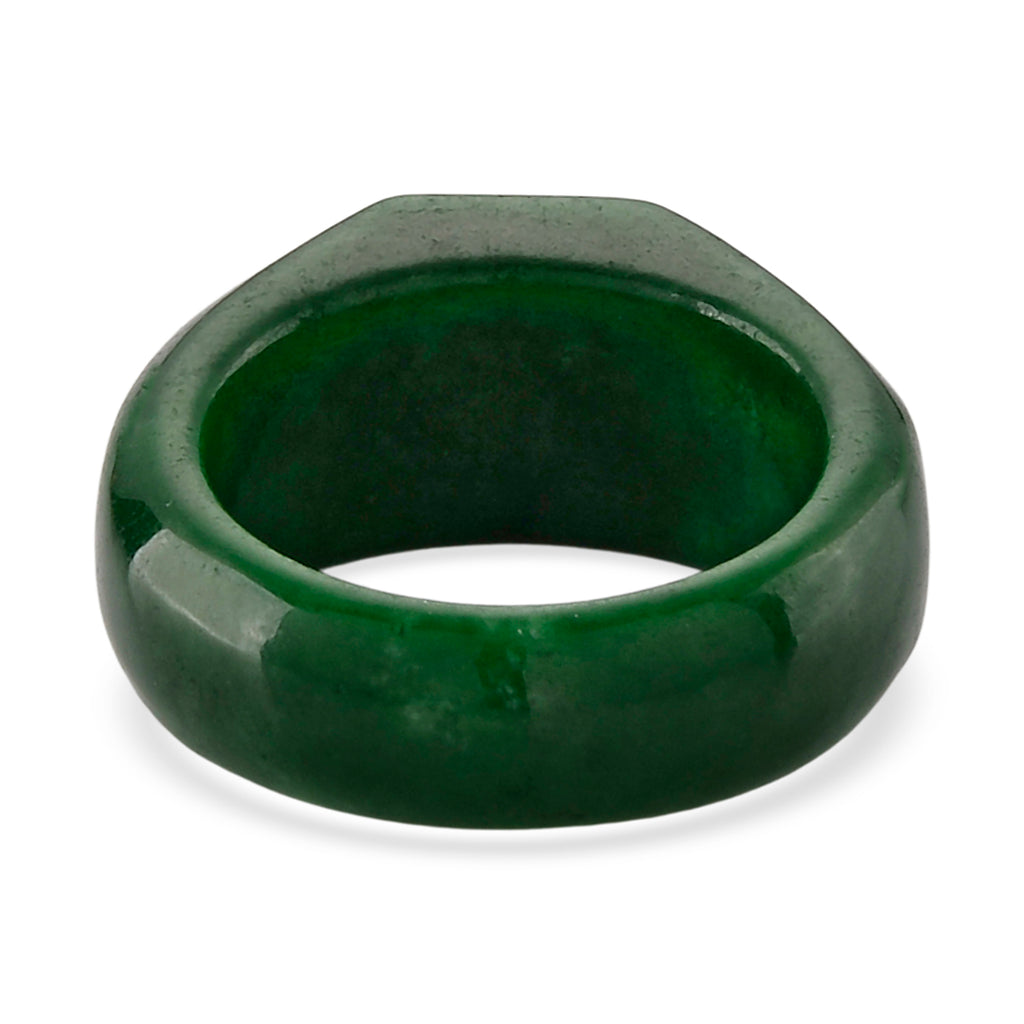 D'Joy - Moissanite & Green Jade Solitaire Band Ring in Rhodium Overlay Sterling Silver 28.76 Ct._8560300_4