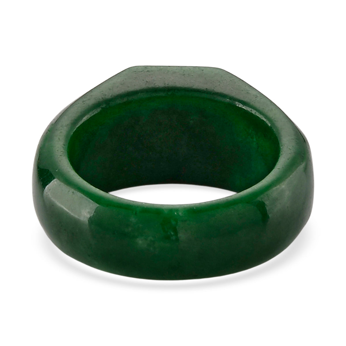 D'Joy - Moissanite &amp; Green Jade Solitaire Band Ring in Rhodium Overlay Sterling Silver 28.76 Ct. V32513496 5