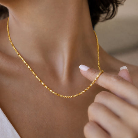 9K Yellow Gold Venziana Box Chain (Size - 18) with Lobster Clasp V32384285 2