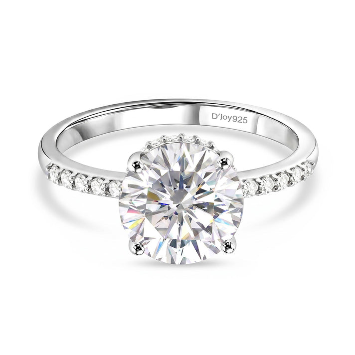 D'Joy - Crown inspired Moissanite Hidden Halo Ring in Rhodium Overlay Sterling Silver 3.30 Ct. 8560489 1