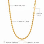 9K Yellow Gold Rope Chain (Size - 30) with Lobster Clasp, Gold Wt. 7.45 Gms_8560691_4