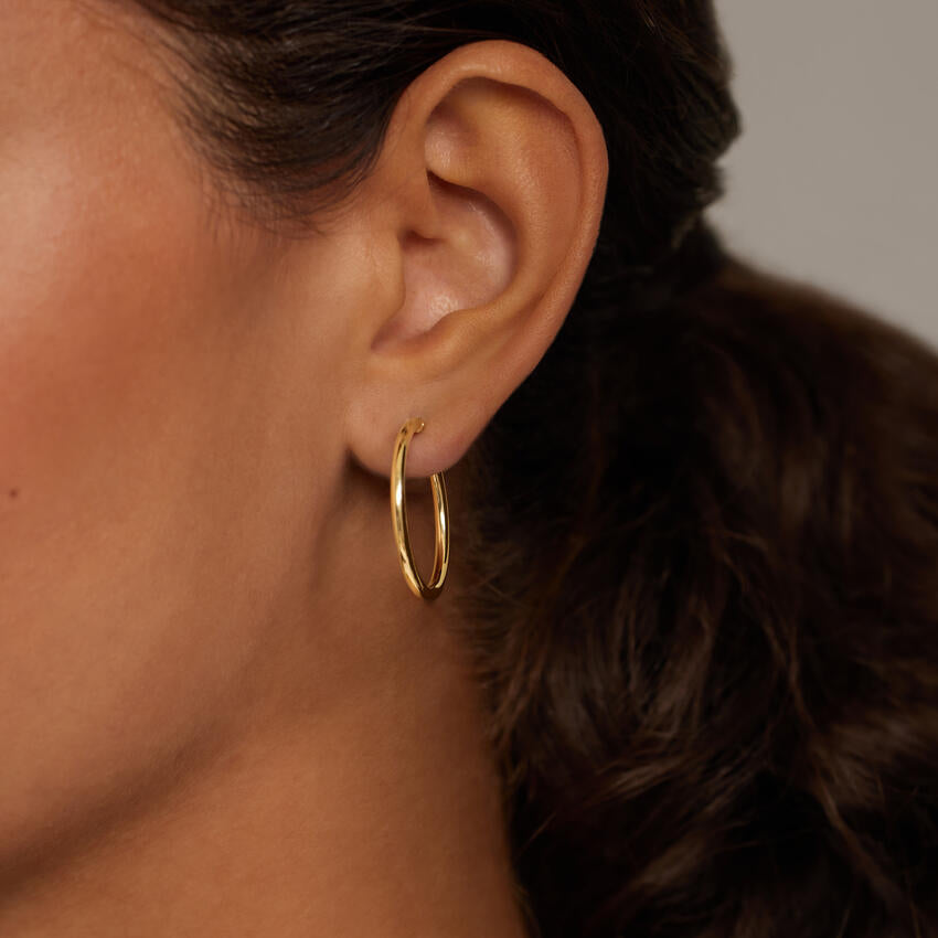 9K Yellow Gold Hoop Earring with Clasp_8560714_1