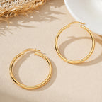 9K Yellow Gold Hoop Earring with Clasp_8560714_2