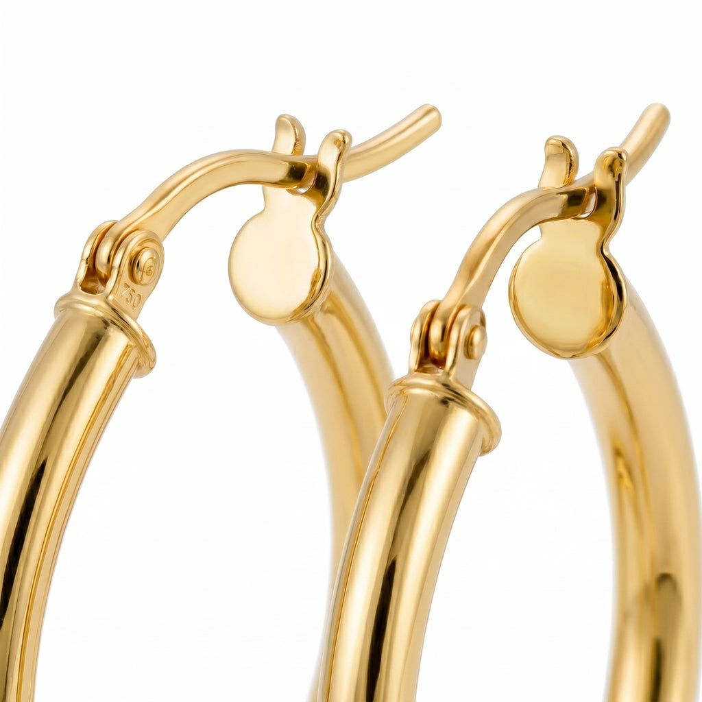 9K Yellow Gold Hoop Earring with Clasp_8560714_3