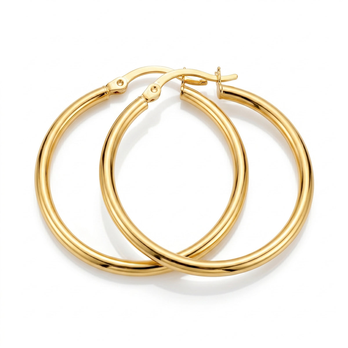 9K Yellow Gold Hoop Earrings with Hinged Clasp V32567462 4