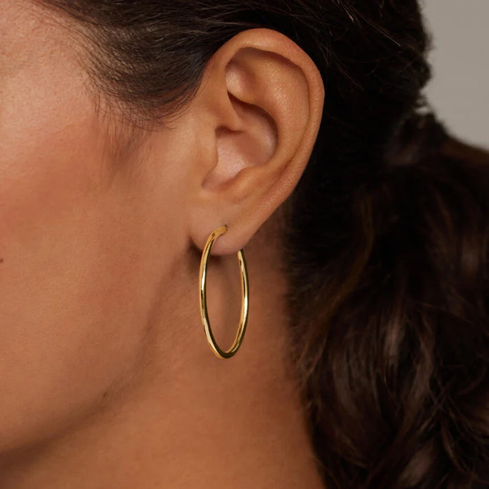 9K Yellow Gold Hoop Earrings with Hinged Clasp 8560723 2