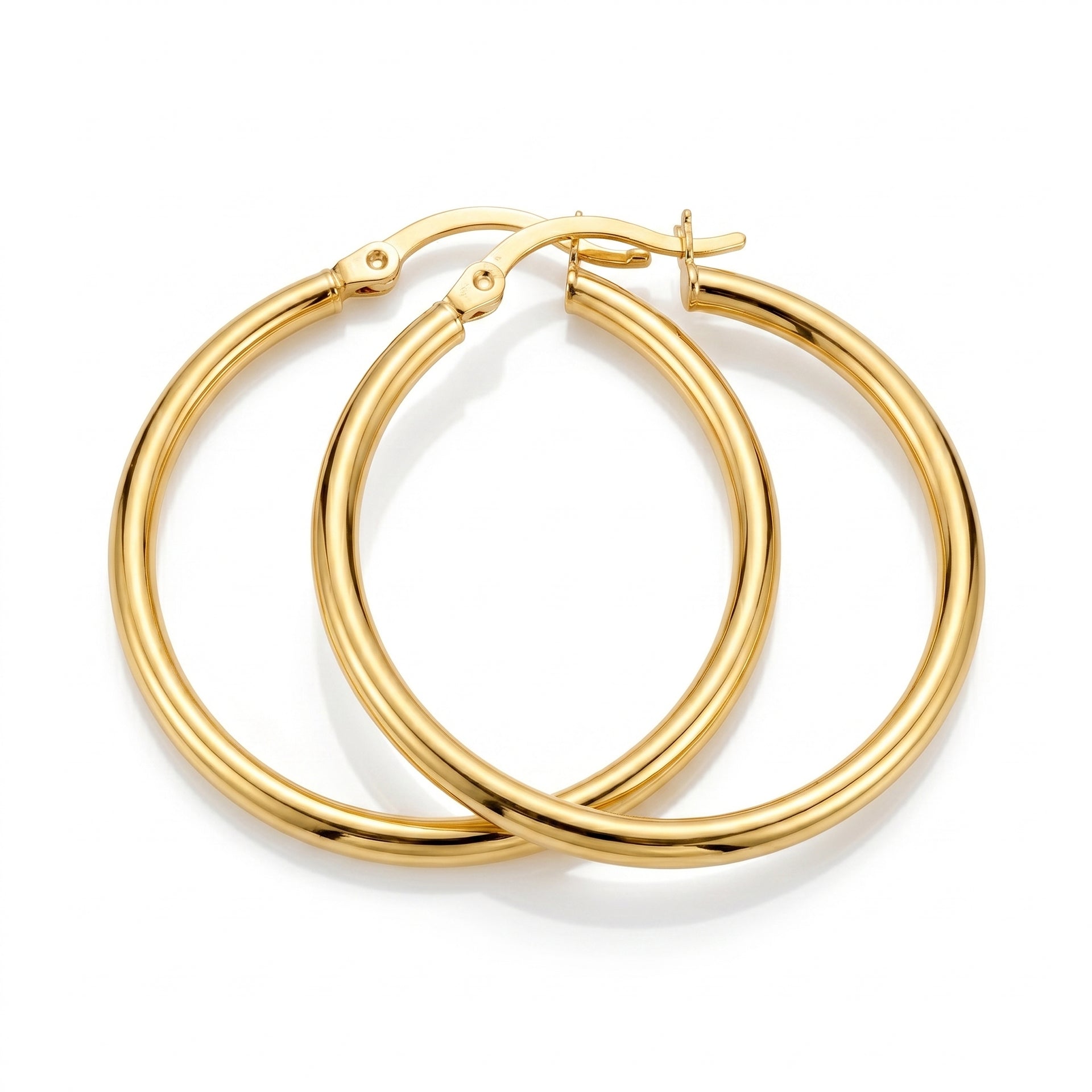 9K Yellow Gold Hoop Earrings with Hinged Clasp 8560723 4