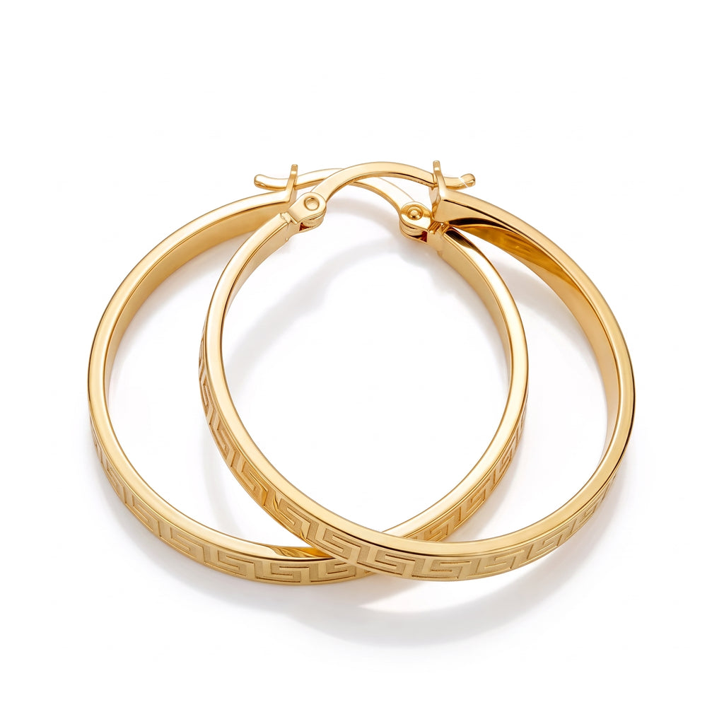 9K Yellow Gold Hoop Earring with Clasp_8560727_3