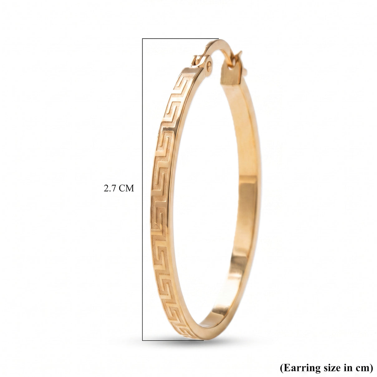 9K Yellow Gold Greek Key Hoop Earrings 8560727 6