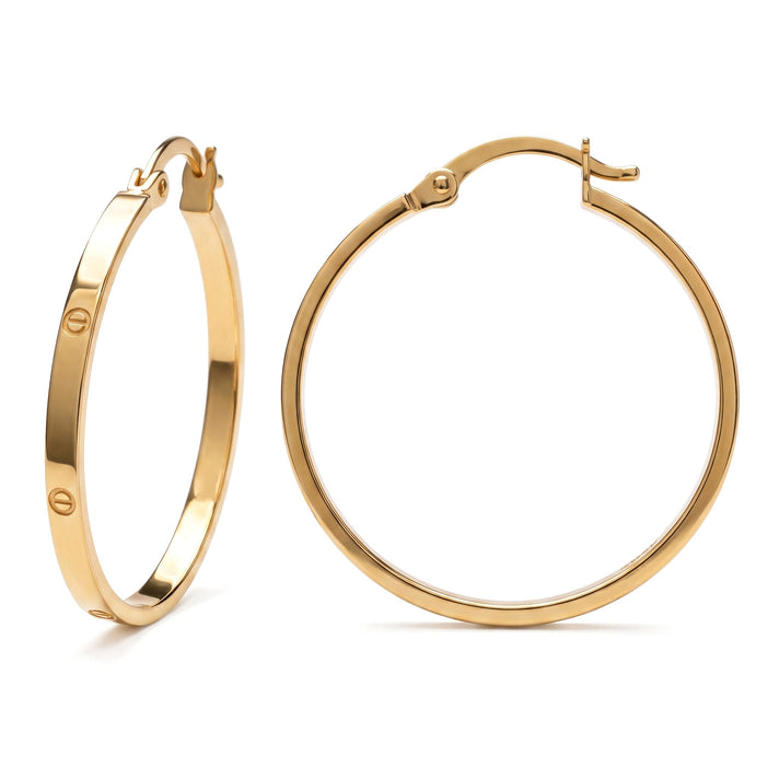 9K Yellow Gold Screw Hoop Earrings 8560730 1