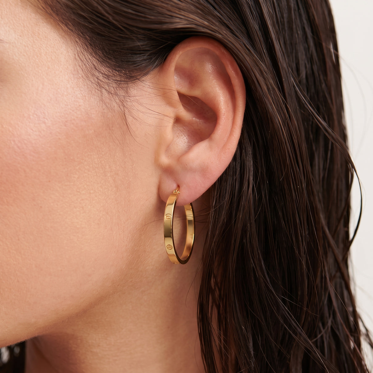 9K Yellow Gold Screw Hoop Earrings 8560730 1