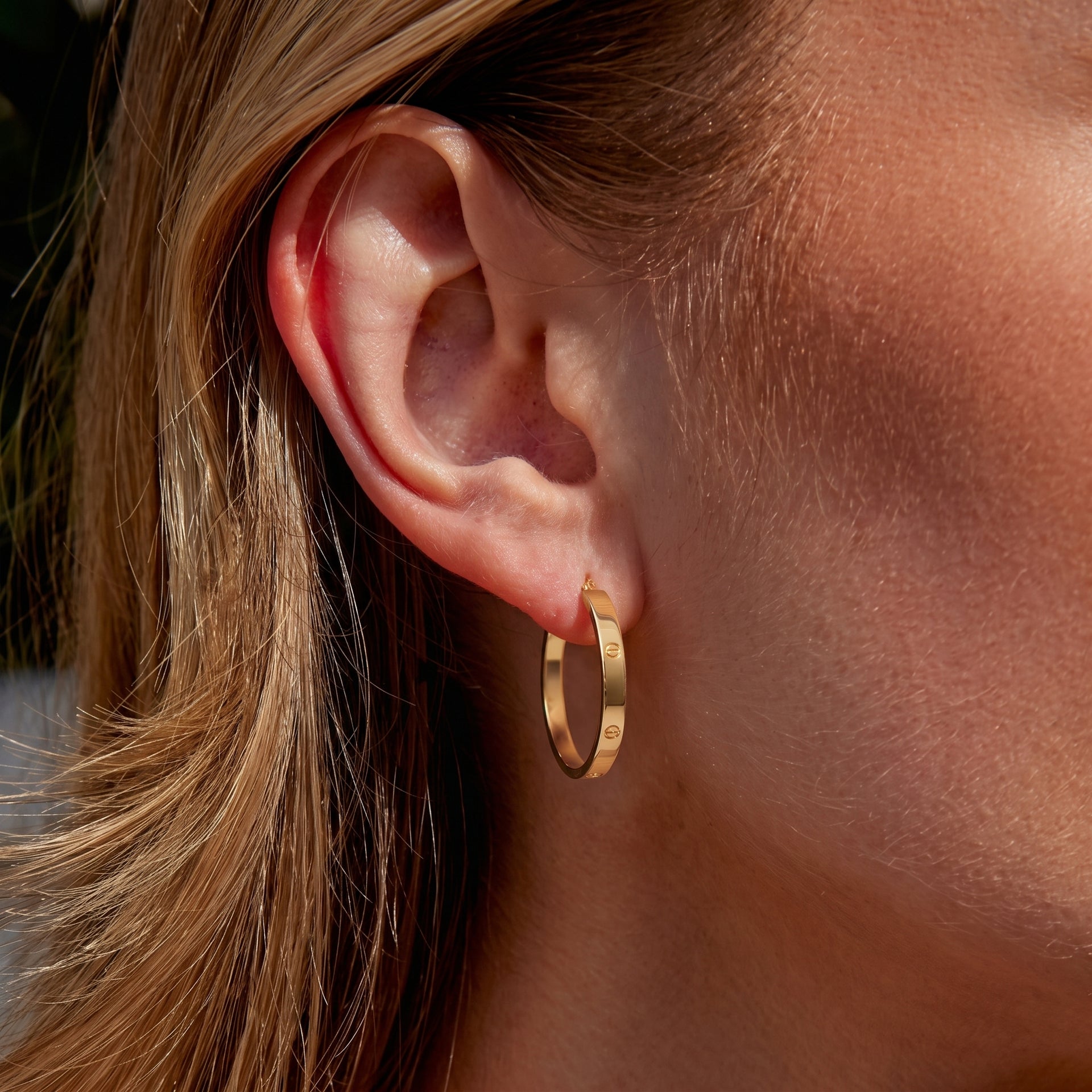 9K Yellow Gold Screw Hoop Earrings 8560730 2