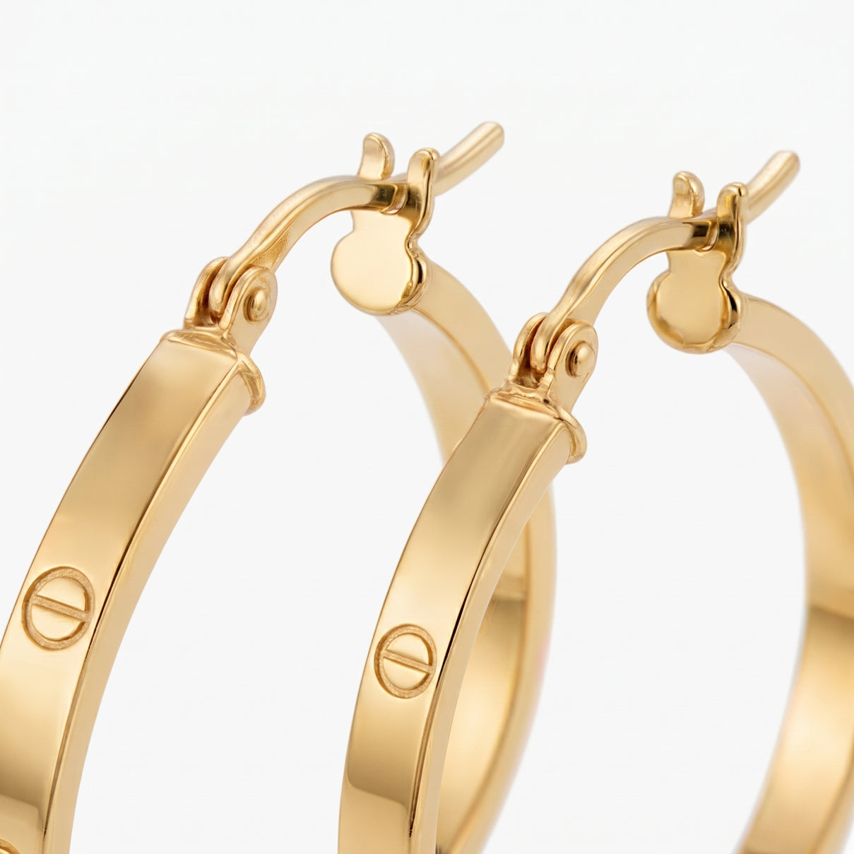 9K Yellow Gold Screw Hoop Earrings 8560730 3