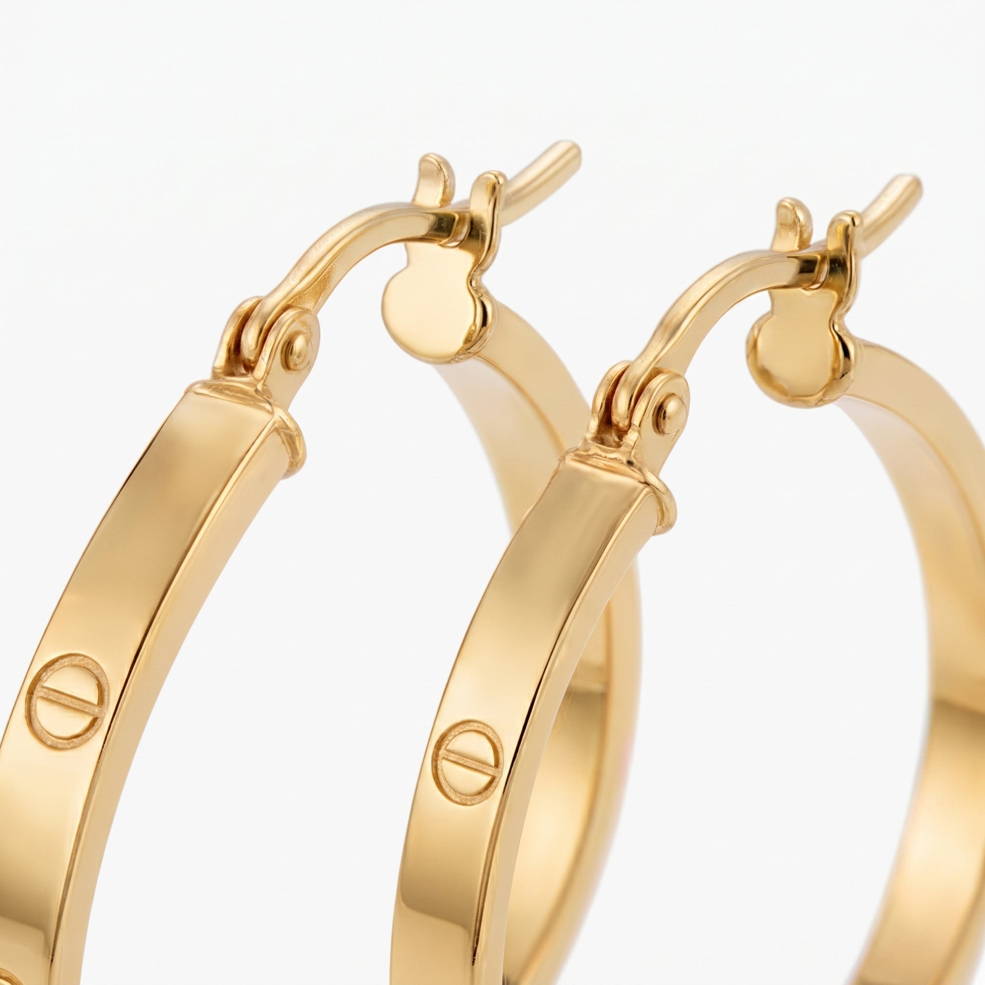 9K Yellow Gold Screw Hoop Earrings 8560730 3
