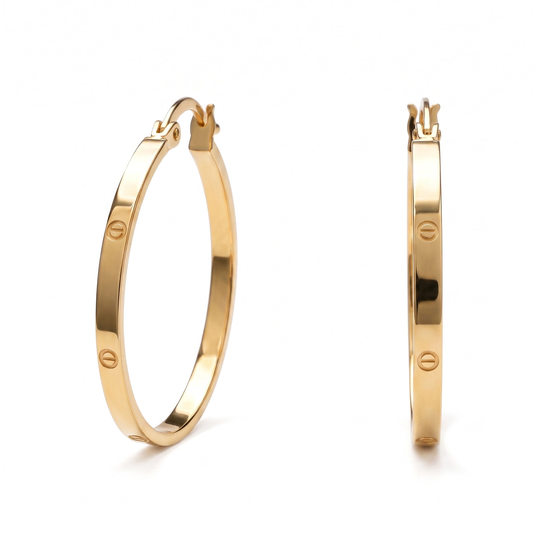 9K Yellow Gold Screw Hoop Earrings 8560730 4