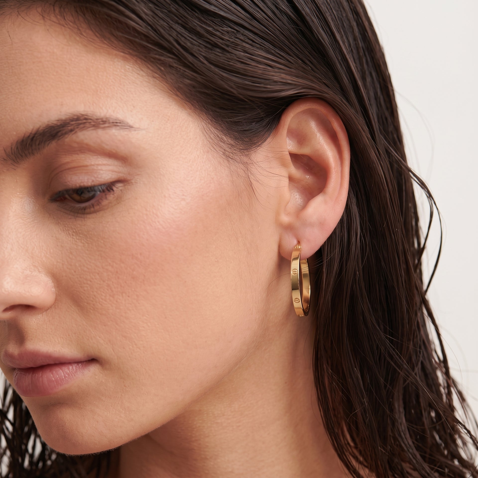9K Yellow Gold Screw Hoop Earrings 8560730 5