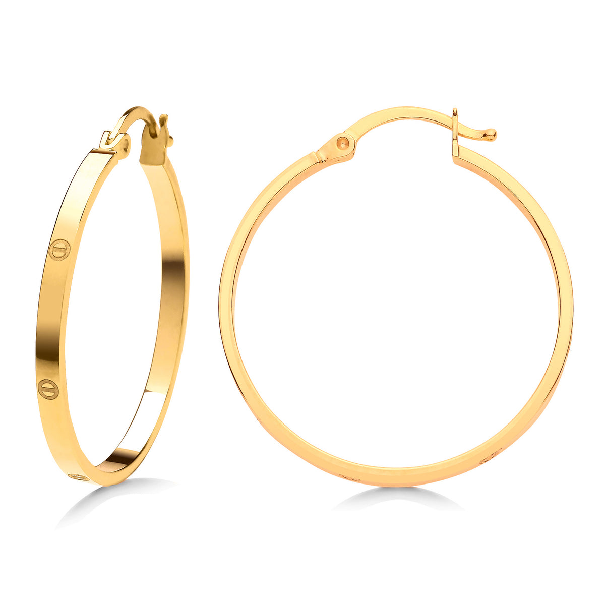 9K Yellow Gold Screw Hoop Earrings V32644344 0