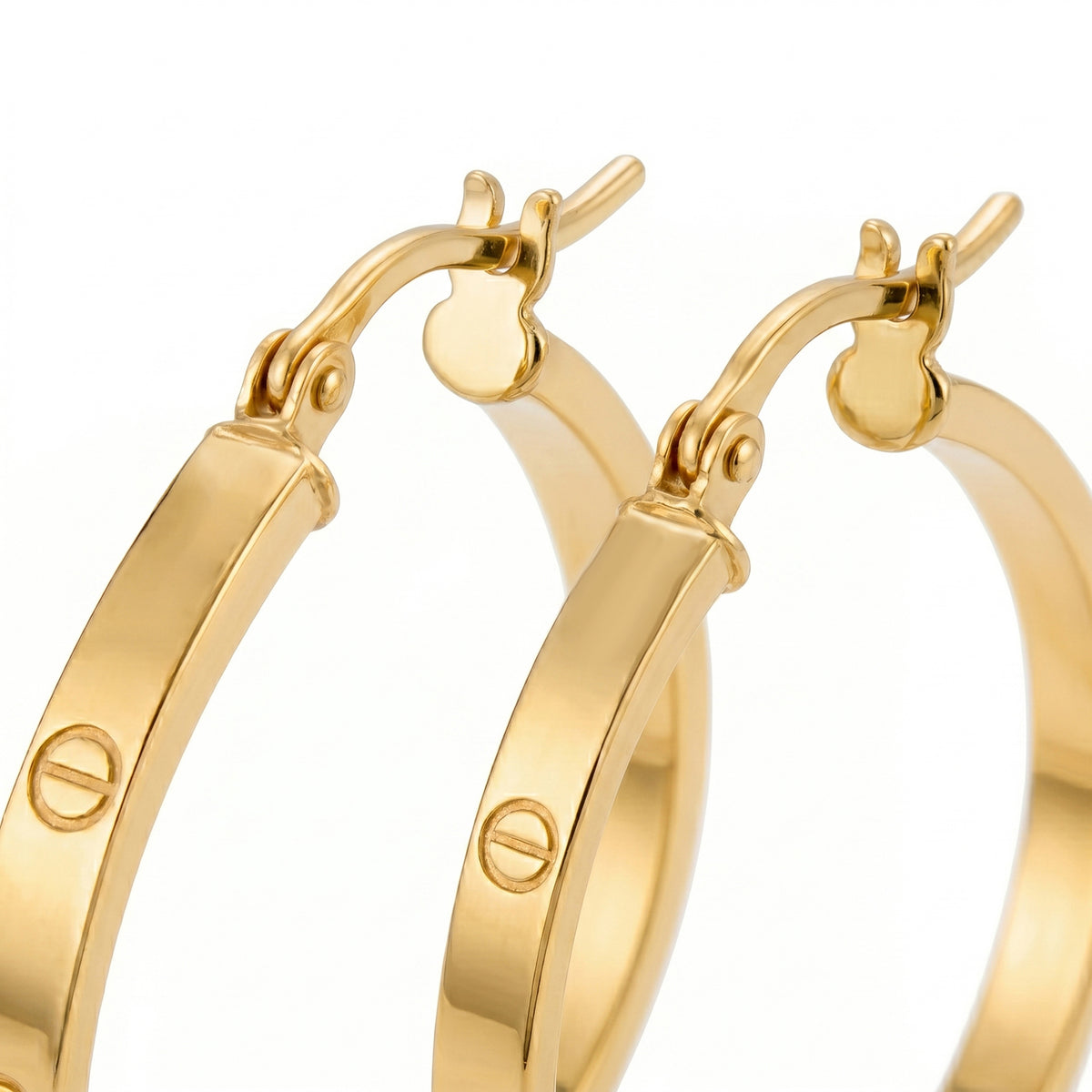9K Yellow Gold Screw Hoop Earrings V32644344 3