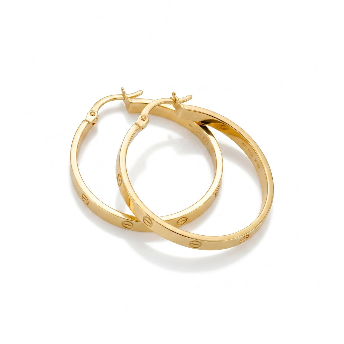 9K Yellow Gold Screw Hoop Earrings V32644344 4
