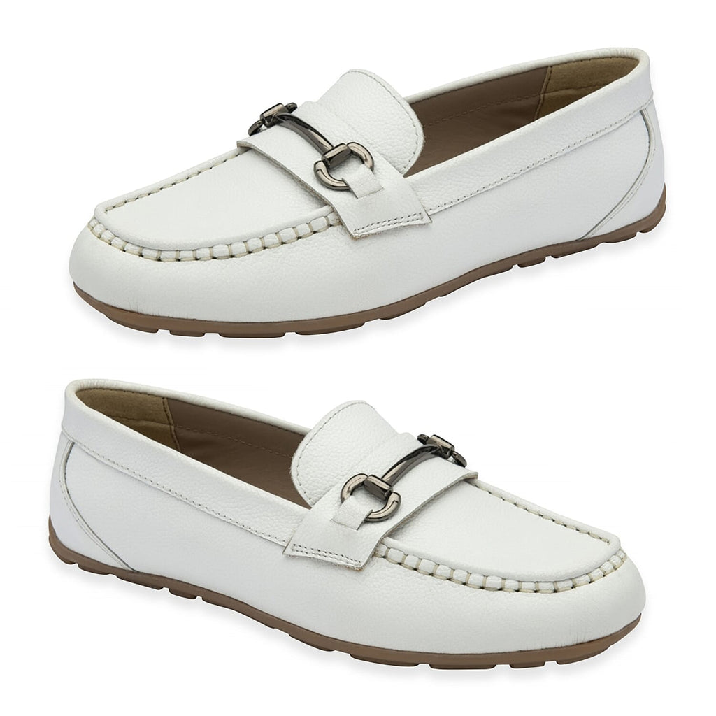 Ravel Womens Dutton Leather Classic Loafers (Size 3) - White_8560799