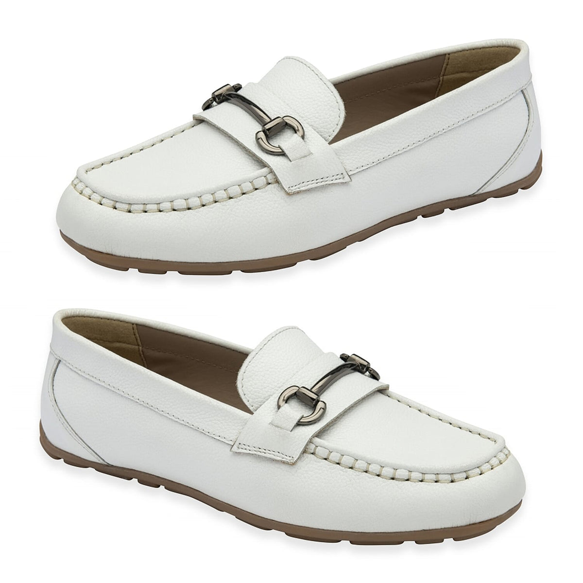 Ravel Womens Dutton Leather Classic Loafers (Size 3) - White 8560799 0