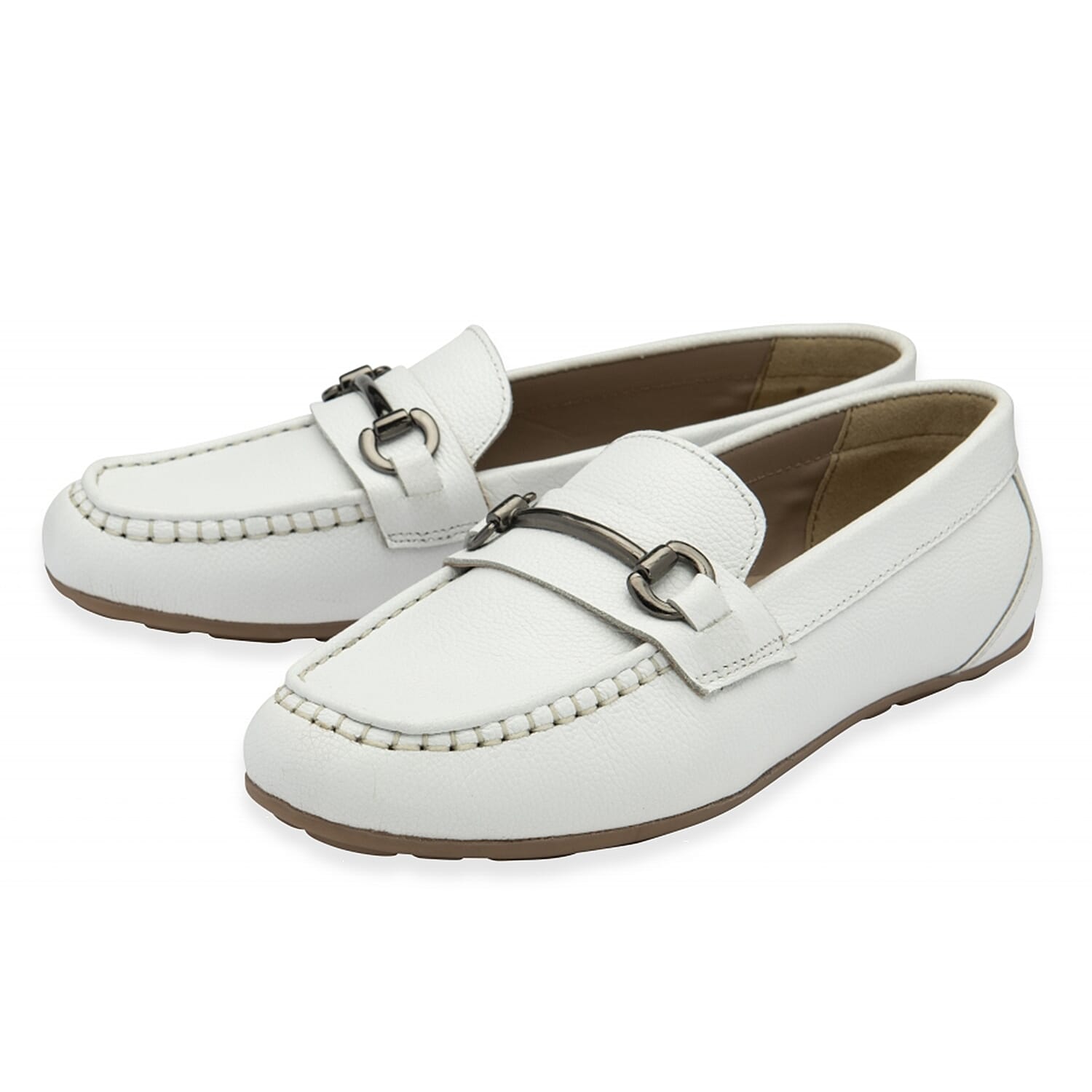 Ravel Womens Dutton Leather Classic Loafers (Size 4) - White V32516436 1