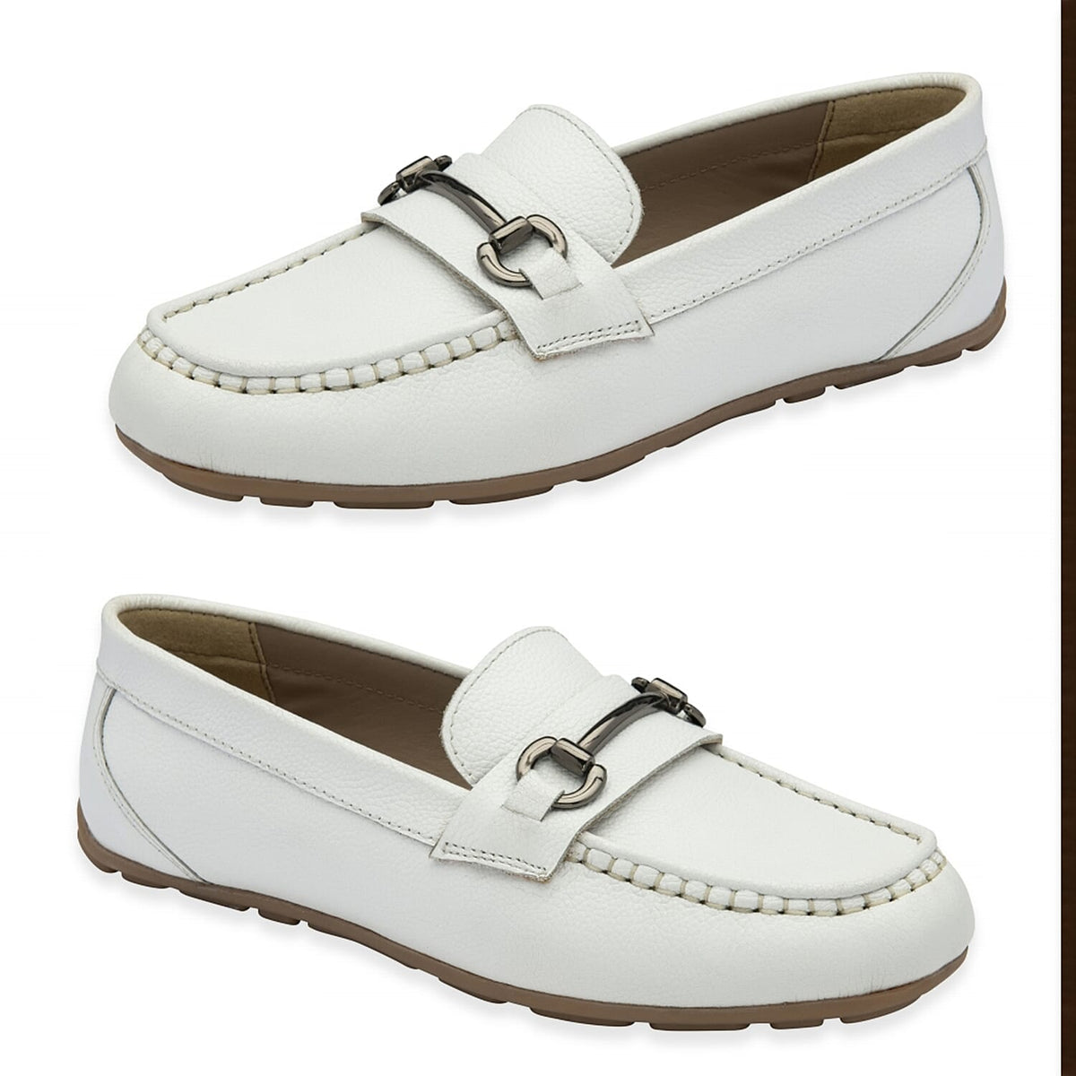 Ravel Womens Dutton Leather Classic Loafers (Size 4) - White V32516436 4