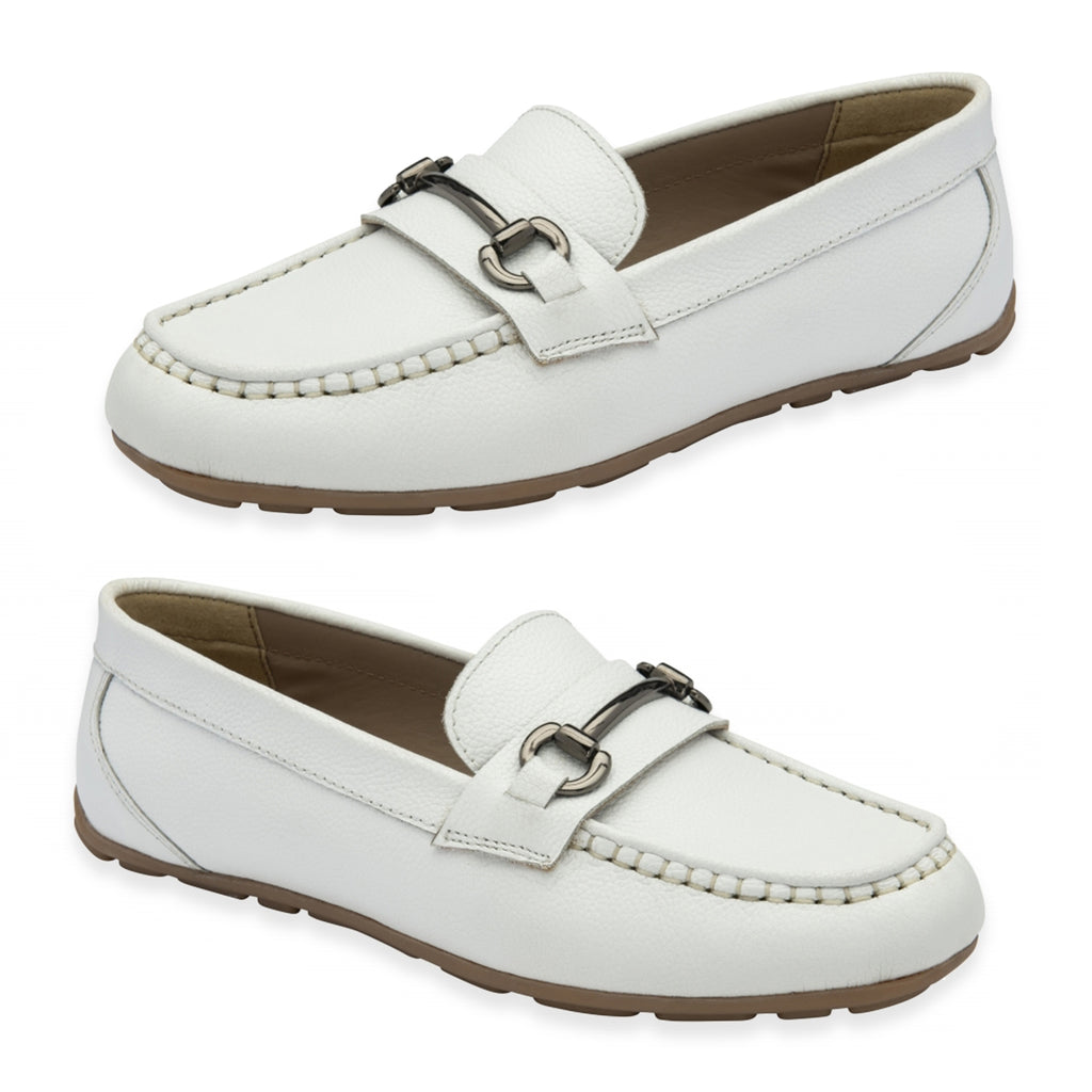 Ravel Womens Dutton Leather Classic Loafers (Size 5) - White_8560801