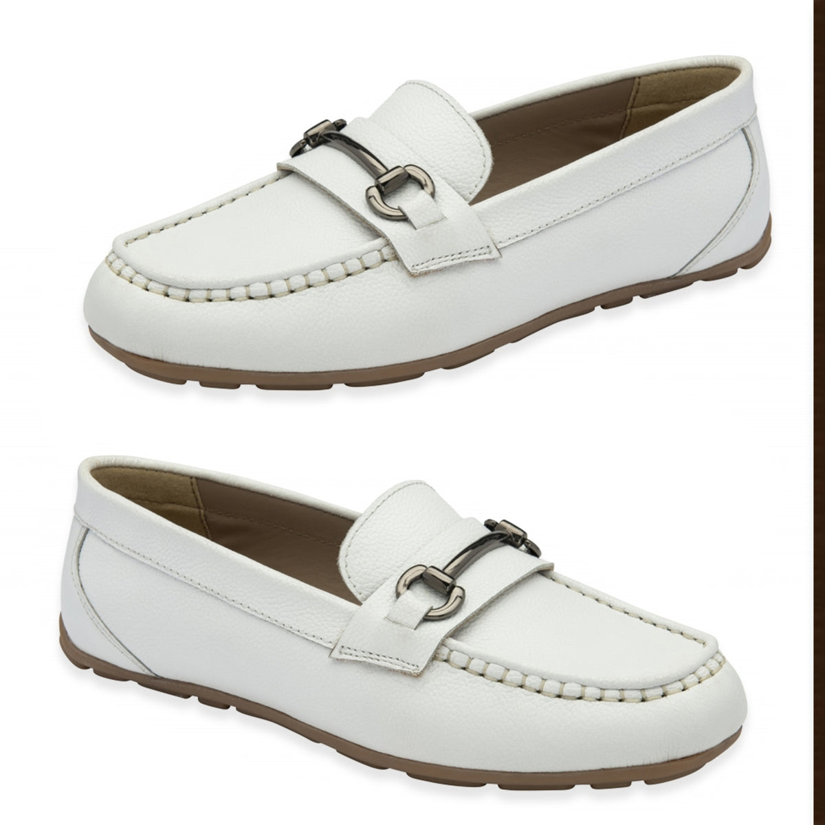 Ravel Womens Dutton Leather Classic Loafers (Size 5) - White V32583081 4