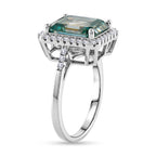 D'Joy - Paraiba Moissanite Halo Ring in Rhodium Overlay Sterling Silver 6.65 Ct._8561093_3