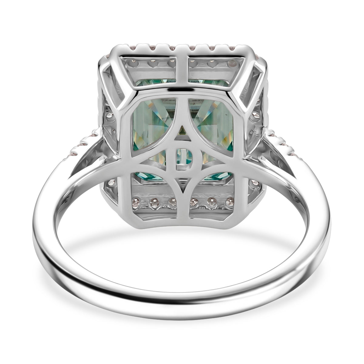 D'Joy - Paraiba Moissanite Halo Ring in Rhodium Overlay Sterling Silver 6.65 Ct. V32597168 5